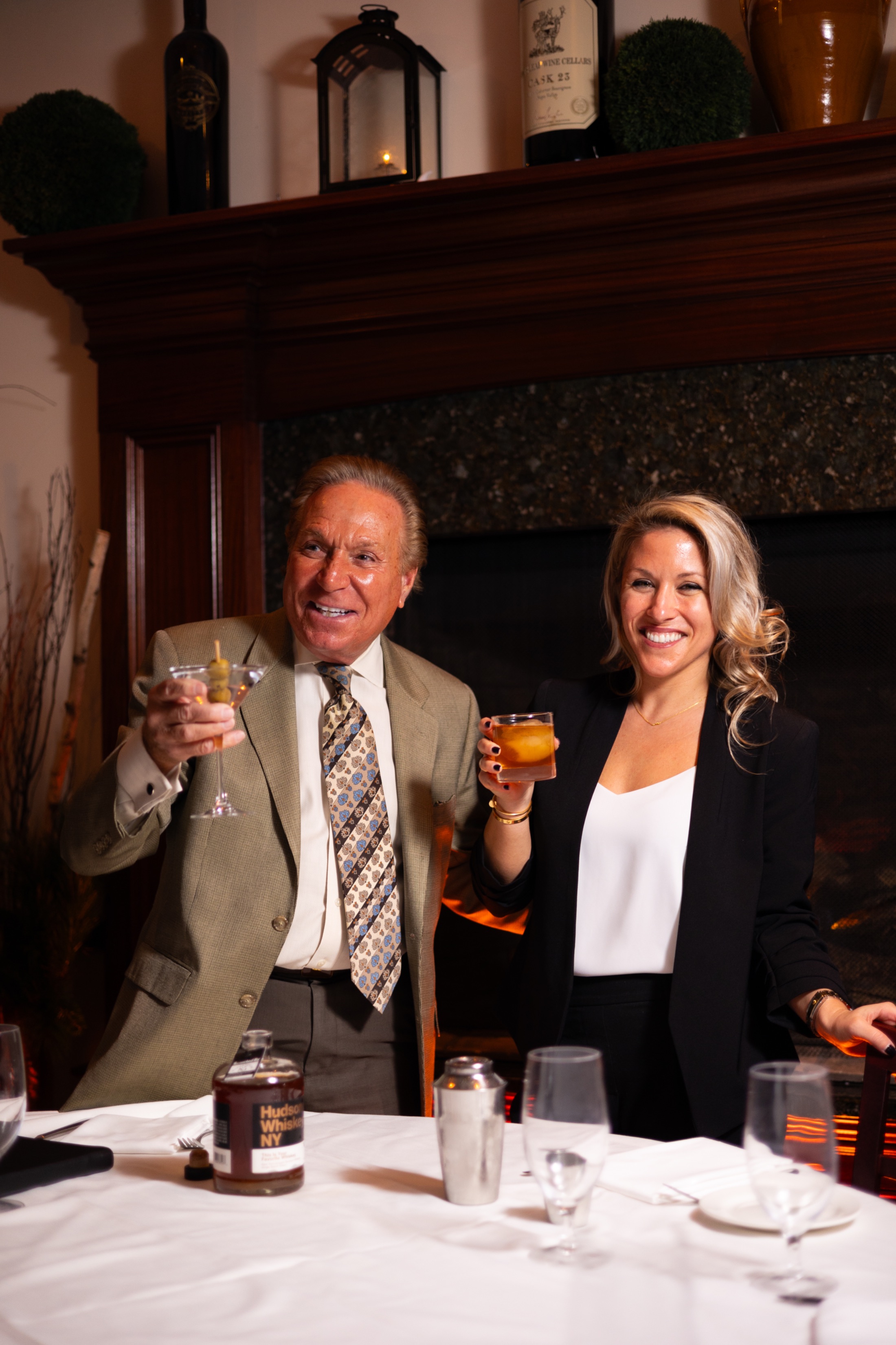 Toasting at the fireplace